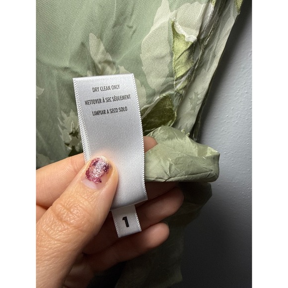 Casual Corner Annex Petite 8 Sage Green Silk Blend Floral Burnout Dress & Scarf - Picture 5 of 10